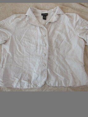 Size 14/16 Lane Bryant Linen Blend Button Up Short Sleeve shirt